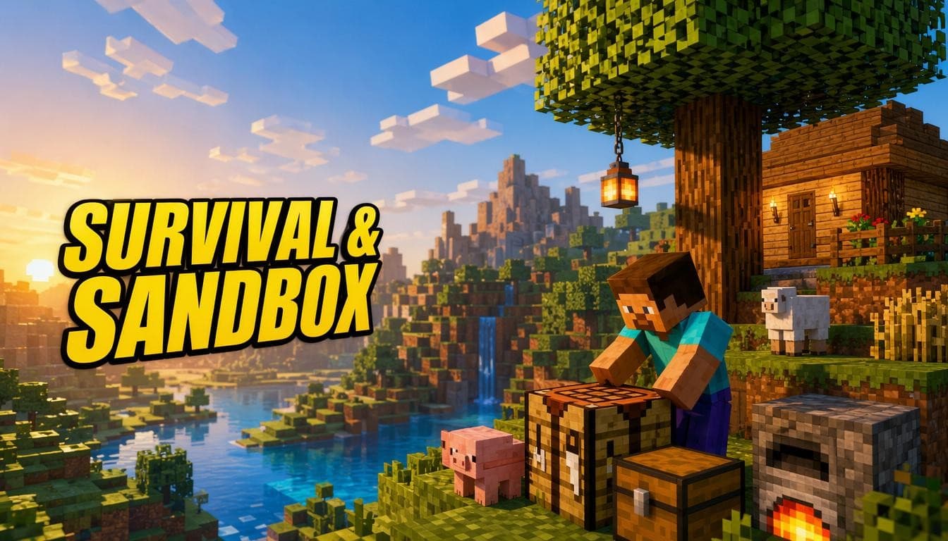 Náhledový obrázek kvízu Survival & sandbox hry