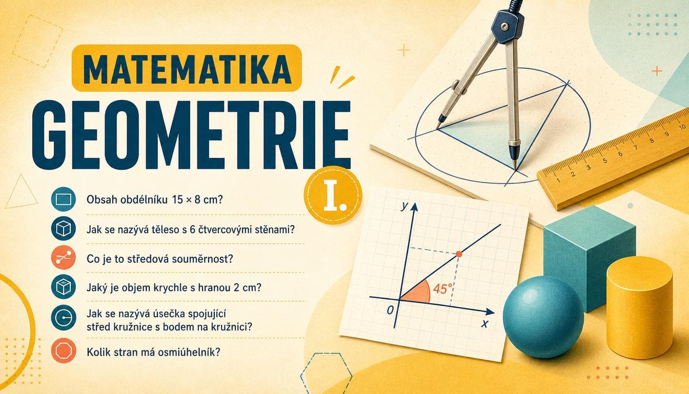 Náhledový obrázek kvízu Matematika: Geometrie I