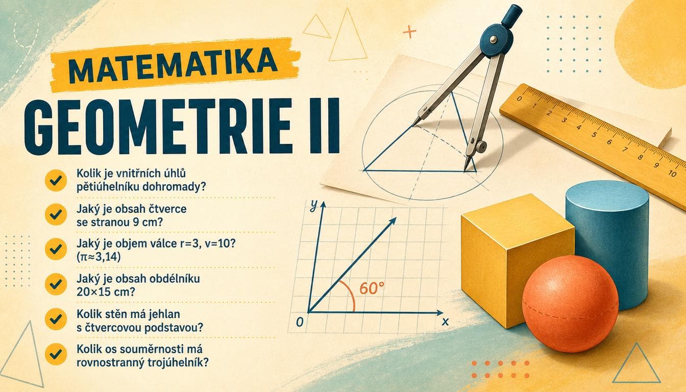 Náhledový obrázek kvízu Matematika: Geometrie II