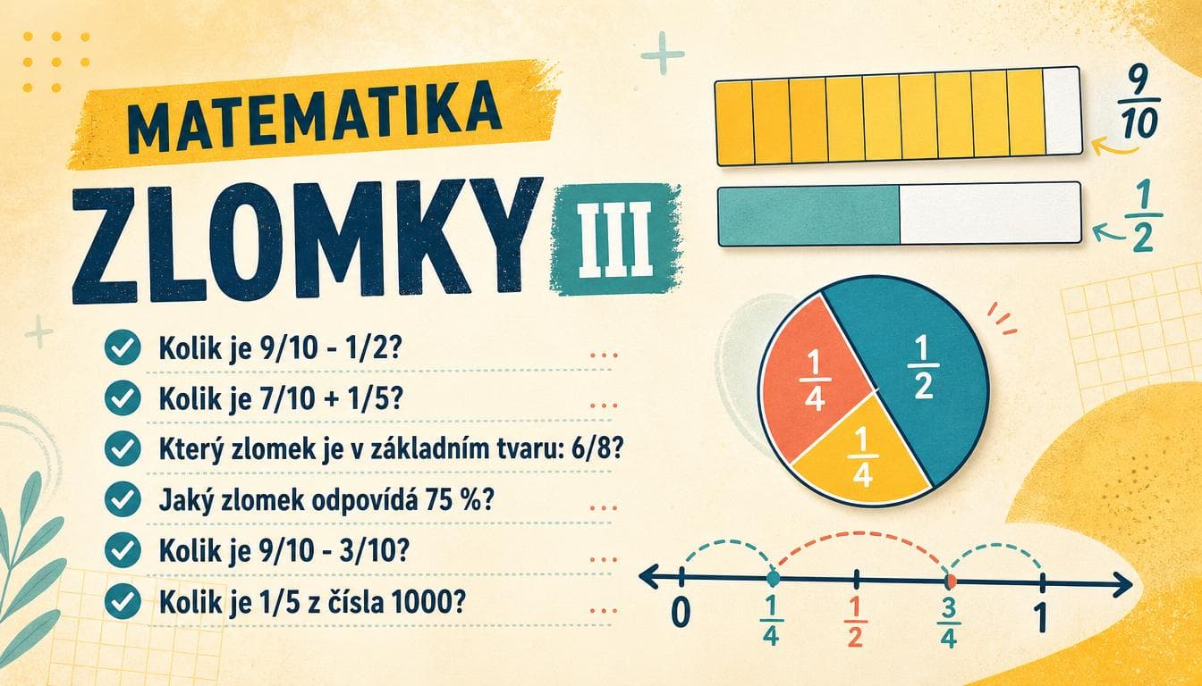 Náhledový obrázek kvízu Matematika: Zlomky III