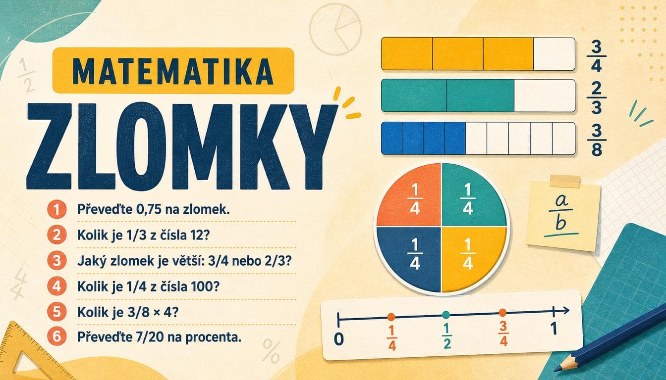 Náhledový obrázek kvízu Matematika: Zlomky V