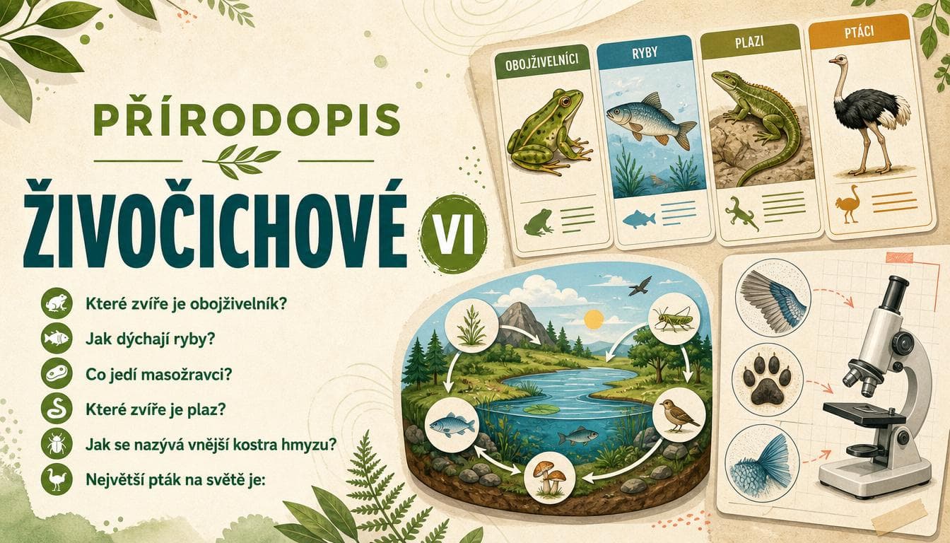 Náhledový obrázek kvízu Přírodopis: Živočichové VI